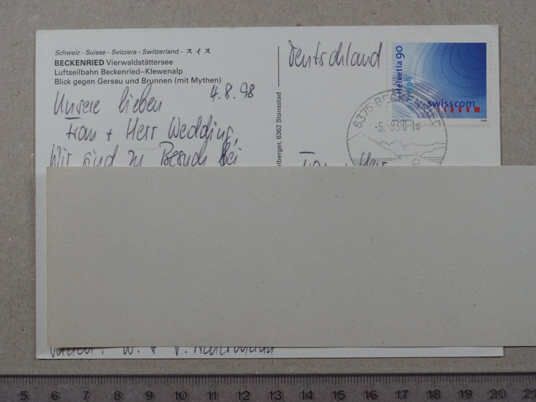 Ansichtskarten: Beckenried, 1998 – Gebraucht aus Lenzburg von fh1 1