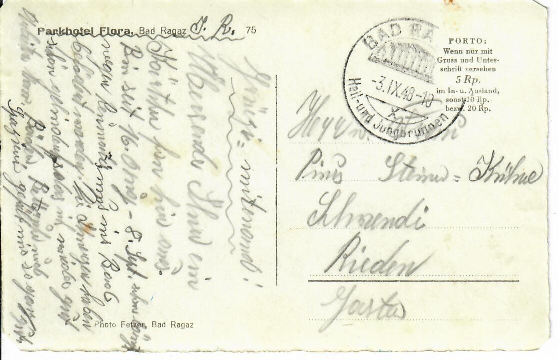 Cartoline postali: Parkhotel Flora - Bad Ragaz – Usato da Hochdorf venduto da Ziegel-16 1