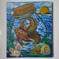 Encaustic Bild - verfangen im Glas