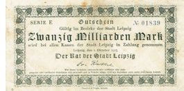 Leipzig 20 Mrd.Mark Serie E 01.10.1923 VZ-VZ+