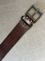 Ceinture cuir brun 92cm, belle boucle en laiton