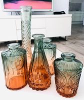 5er Set Vase Orange Türkis Art Deco 🧡 NEU