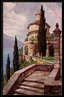 Künstler-AK Morcote /Lago di Lugano, Kirche mit Treppe u. Se