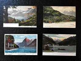 5 antike AKs vom Vierwaldstättersee: Urnersee + Vitznau