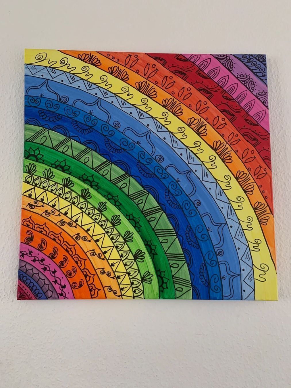 Dipinti: Rainbow Mandala Acrylbild **Unikat** – Nuovo e nell'imballaggio originale da Regensdorf venduto da Spyke55 3