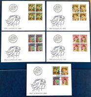 1989 - Pro Juventute FDC im Viererblöcke + FDC