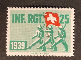 Schweiz 1939 Soldatenmarke Inf.Rgt.25 grün mit Falz