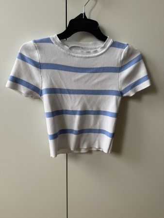 Kurzarm-Shirt gestreift weiss blau kurz geschnitten S-M