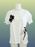 Baumwoll Sommer T-Shirt mit Blumenmuster Gr. M NEU