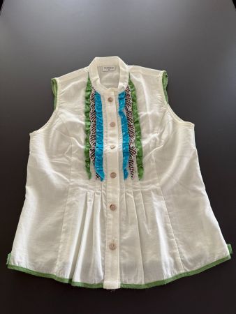 SPORTALM ärmellose Bluse mit Deko-Rüschen in Beige, Gr. 38