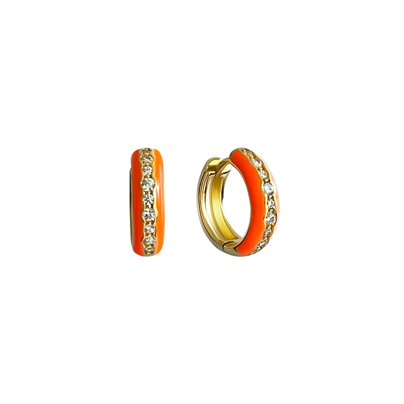 Orecchini pendenti & Orecchini a lobo: 925 Silber Creolen orange emailliert – Nuovo e nell'imballaggio originale da Fahrweid venduto da Vivikiu