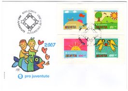 Pro Juventute 2007 Serie a. Trägerpapier auf offiziellem FDC