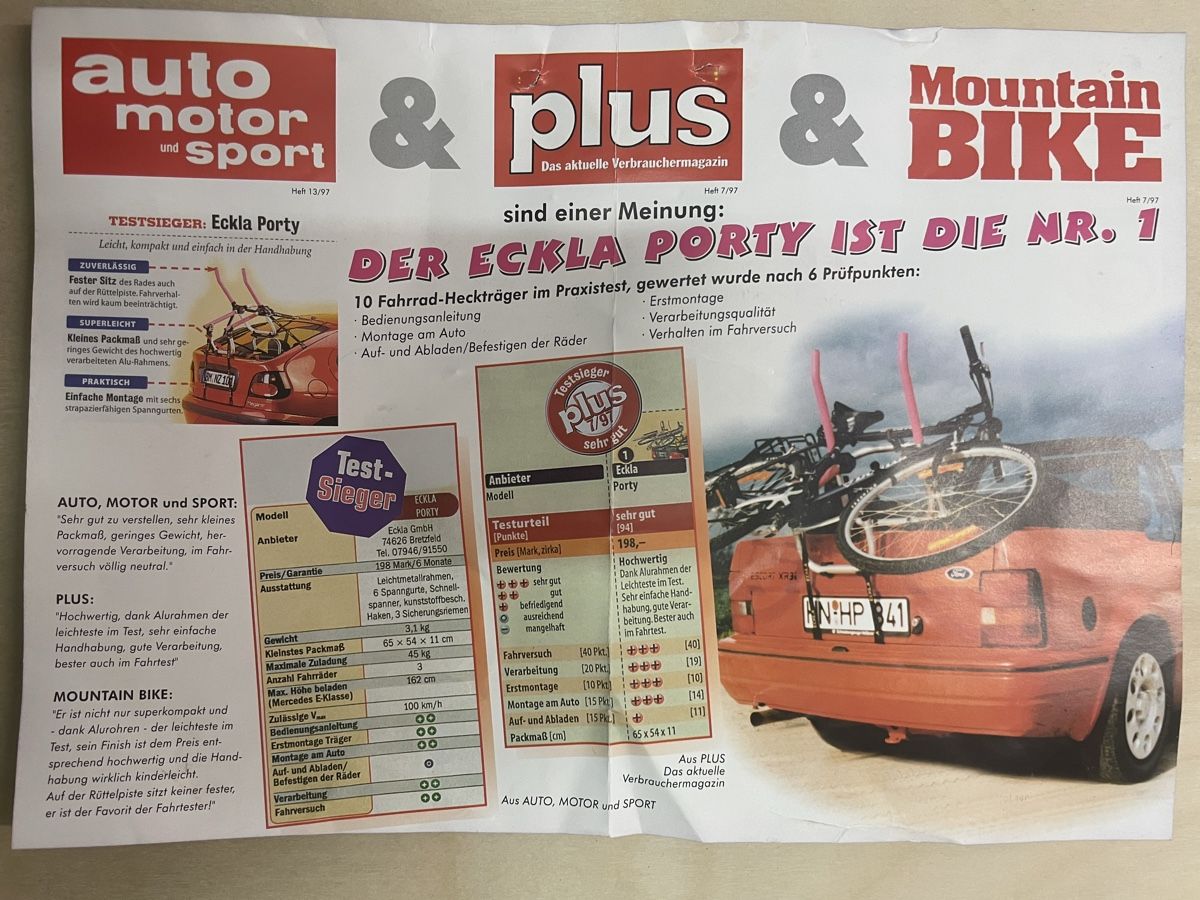 Balken: ECKLA-PORTY Universal - Heckfahrradträger – Gebraucht aus Freienstein von Batino1 3