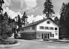 Flims GR // ca. 1950 Postauto Waldhaus Post Schlosshotel