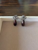 Ohrringe 925 Silber Tigerauge Tropfen Bordeaux mit Pyrit