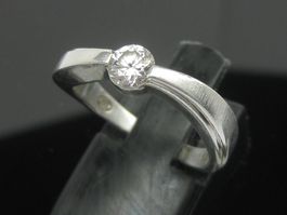Vintage Ring Silber 925 Fossil gewellt Zirkonia Gr. 53.5