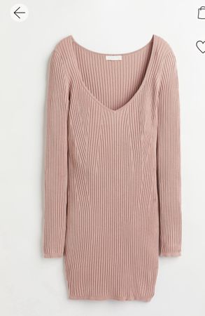 H&M Geripptes Strickkleid Altrosa (S)