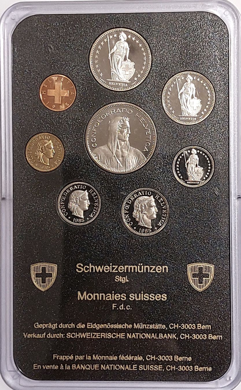 Tutti le monete: Münzsatz Schweiz 1985 stgl. – Nuovo (secondo la descrizione) da Arch venduto da coinsandmore 1