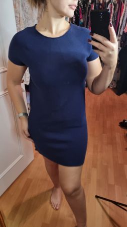 Drykorn Kleid Gr. 38/40 marineblau Kurzarm Sommerkleid