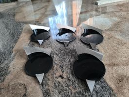 5 Design Glasuntersetzer schwarz silber glänzend 👍