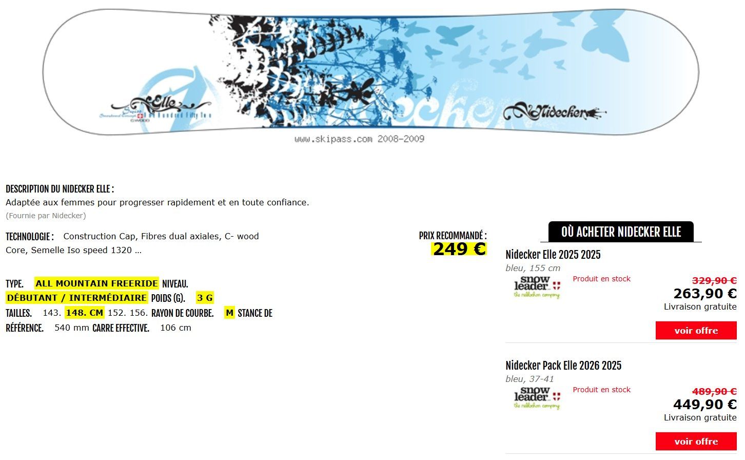 Nidecker Board: Snowboard Nidecker ELLE (2009) 152cm – Usato da Bern venduto da spa_ybz5 4