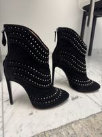 Alaia Paris Black Suede Embellished Ankle Boots, Size 38