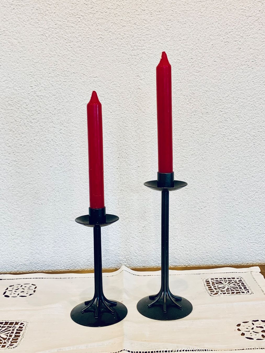 Kerzenständer 2 Stück 16 cm 21cm hoch Metall (Gebraucht) in