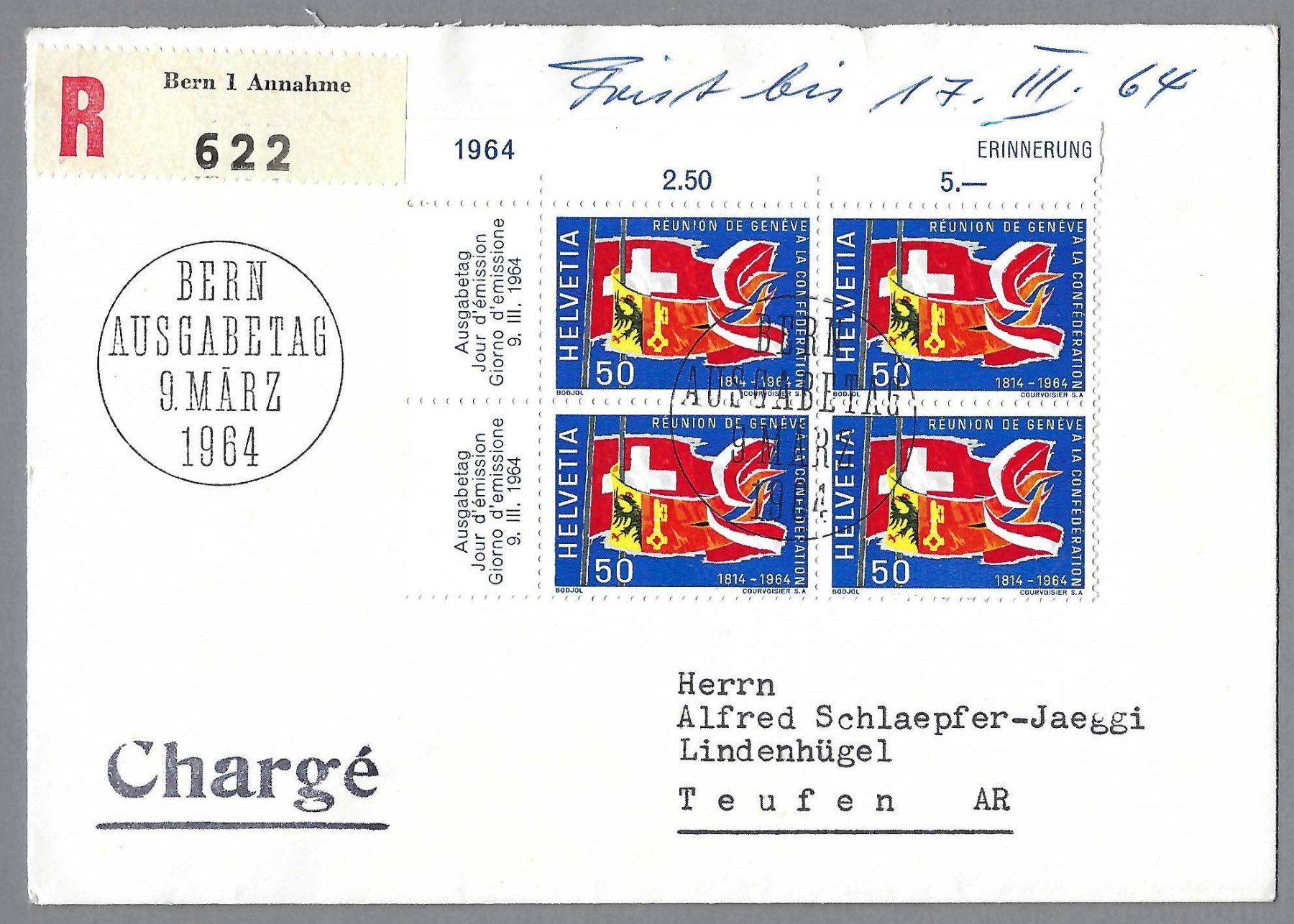 Tutti i francobolli: 1964, FDC, CHARGÉ (rücks. Klappe fehlt) – Usato da Pura venduto da ulisse1957