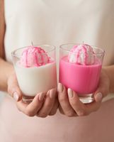 Kerze Eis Becher pink weiss 2er Set neu