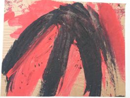 Oel auf Papier - abstrakt hinter Glas
