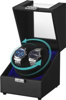 Uhrenbeweger 2 Uhren Automatik LED 4 Rotationsmodi Schwarz