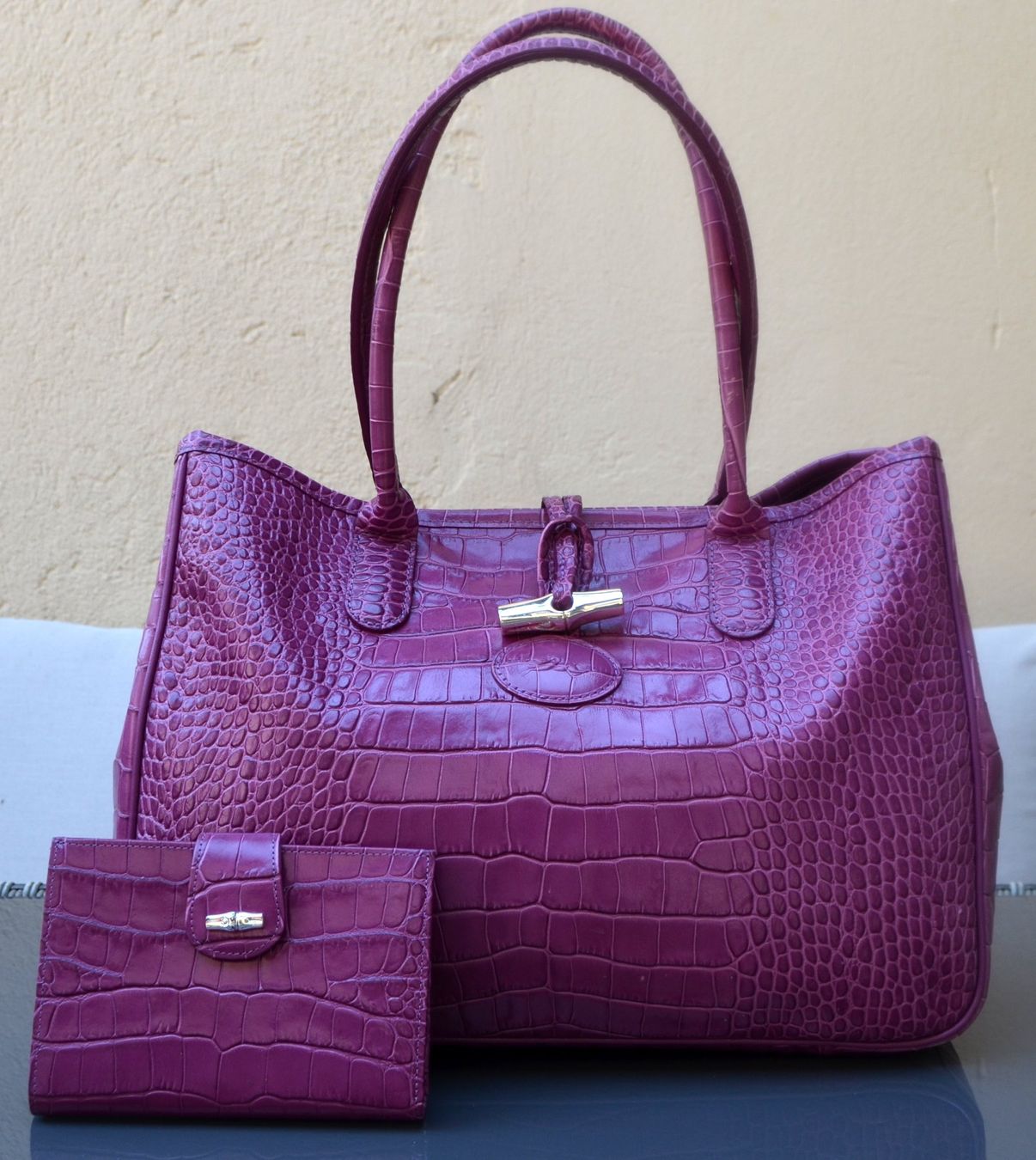 Longchamp Borse da donna: Longchamp Croco-Embossed Roseau Tasche / sac – Usato da Collonges venduto da Auganien