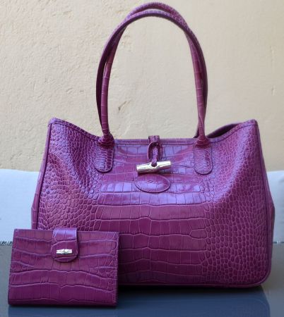 Longchamp Croco-Embossed Roseau Tasche / sac