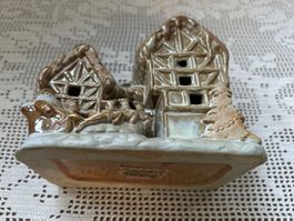 Keramik Lichthäuschen, Winterdeko mit Rentier, Top!