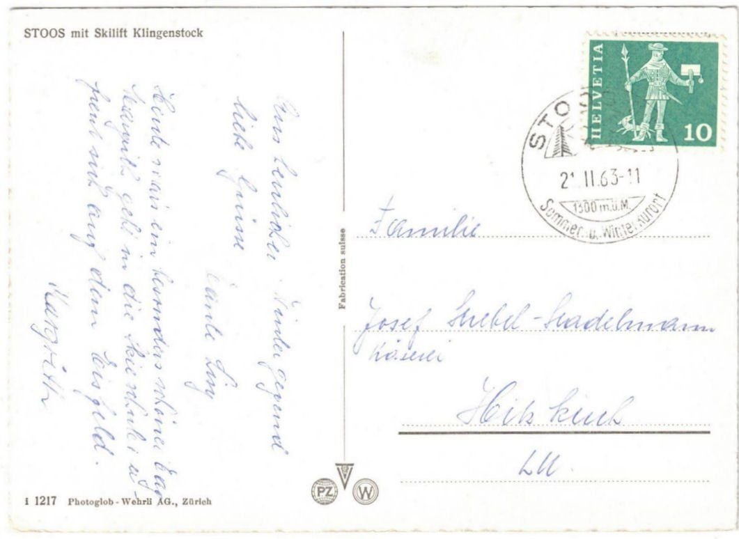 Cartoline postali: Stoos - Skilift Klingenstock – Usato da Binningen venduto da Mountainrider 1