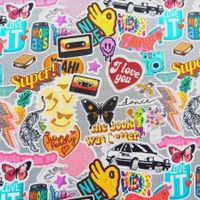 Jersey Stickers grau/bunt