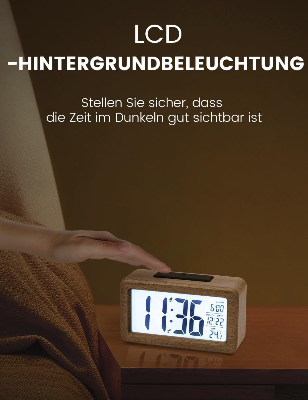 Sveglie: Digital Wecker aus Holz Mit Großer LCD Display – Nuovo (secondo la descrizione) da Thun venduto da nuonuo 4