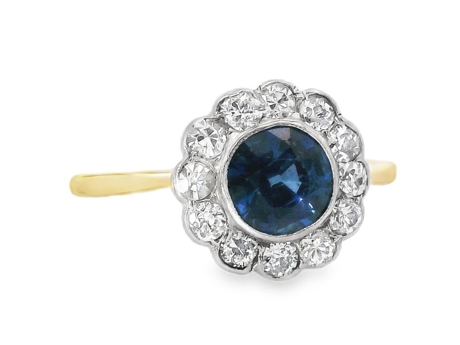 Anelli: Antik Saphir & Altschliffdiamanten Ring – Usato da Embrach venduto da marufa 1