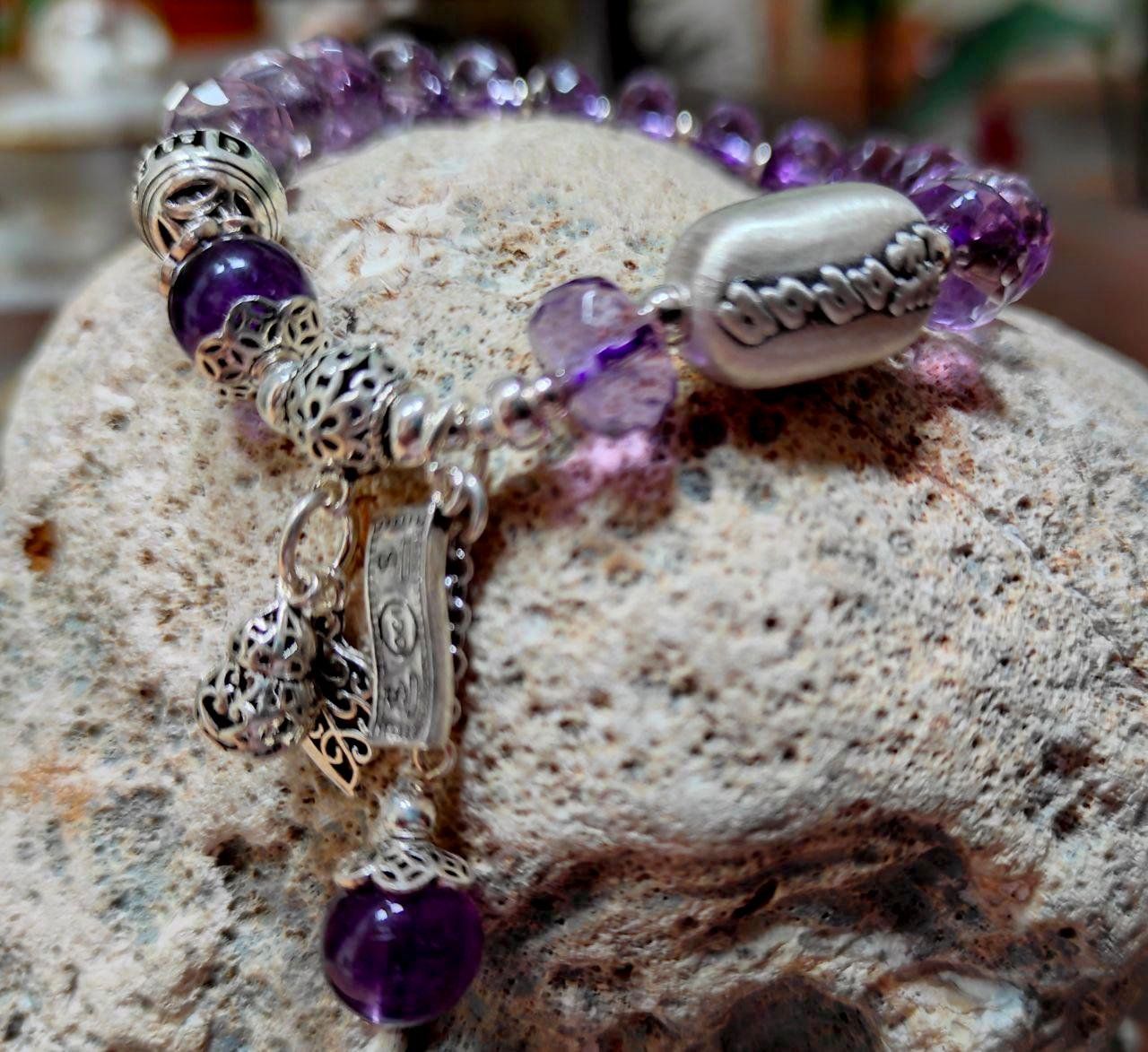 Bracciali & Braccialetti: ST. SILBER 925 ECHT AMETHYSTST. ARMBAND MP 22,8 G. ELAST. – Nuovo (secondo la descrizione) da Weiningen ZH venduto da actera 5
