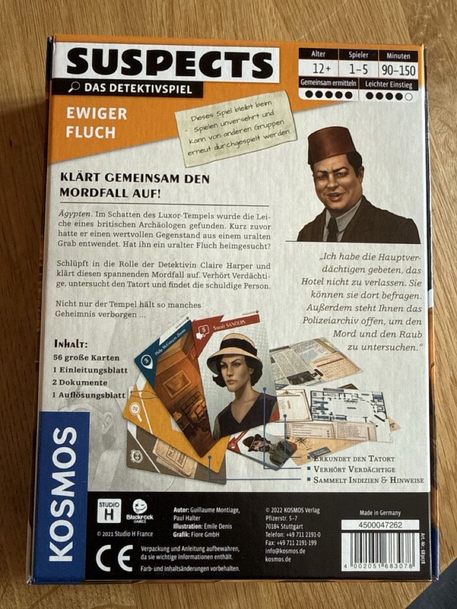 Kosmos Giochi: Spiel Suspects Ewiger Fluch, neuwertig – Nuovo (secondo la descrizione) da Matten b. Interlaken venduto da 2n8 1