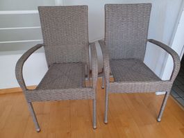 Stapelstuhl aus Polyrattan Naturfarben  2 Stück
