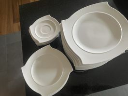Geschirr Set, weisses Porzellan