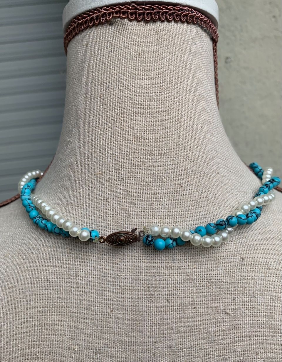 Catenine: Superbe collier vintage PERLE ET PIERRE TURQUOISE fermoir – Usato da Martigny venduto da only__you 2