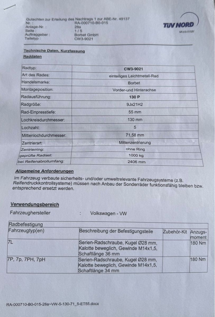 Pneus & Kompletträder: Borbett Felgen mit Sommerreifen 275/35 ZR21 (103Y) Pneu – Gebraucht aus Löhningen von Husim 8