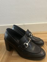 Minelli Black Leather Heeled Loafers (EU 36)