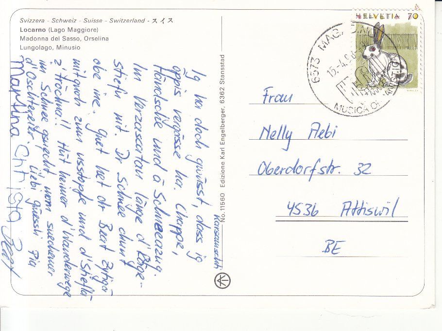 Cartoline postali: Locarno 1998 – Usato da Bürglen TG venduto da StampGraf 1