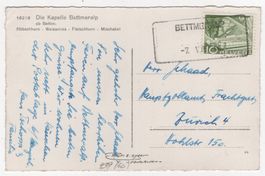 BETTMERALP Aushilfstempel auf Ansichtskarte von 1953