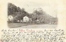 AK LENZBURG SCHLOSS von OSTEN SCHULHAUS a RÜCKSEITE ! 1899