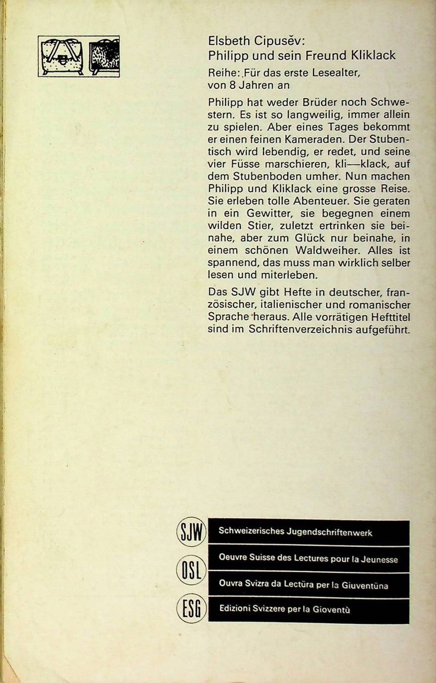 Libri: SJW 1204 E. Cipusev  Philipp und sein Freund EA 1972 – Usato da Reitnau venduto da Zaomir 1