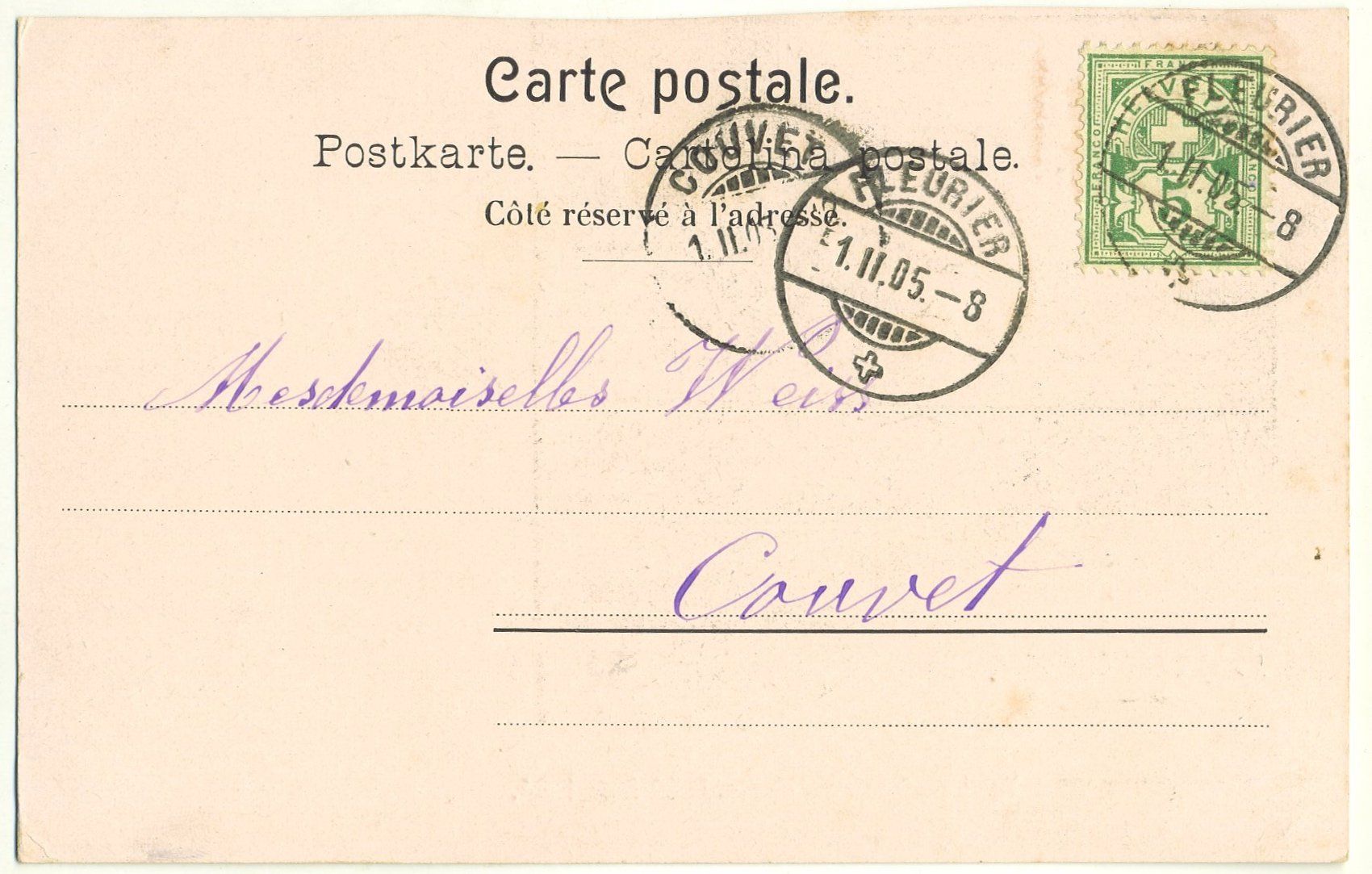 Cartoline postali: Vers Chez Champod. 1905 – Usato da Versoix venduto da HELVETICA_1 1